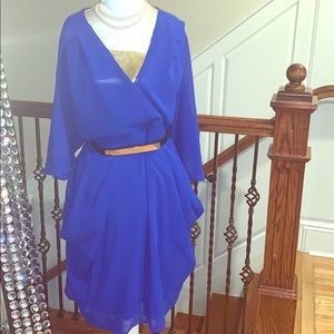 Blue Flutter Sleeved Dress